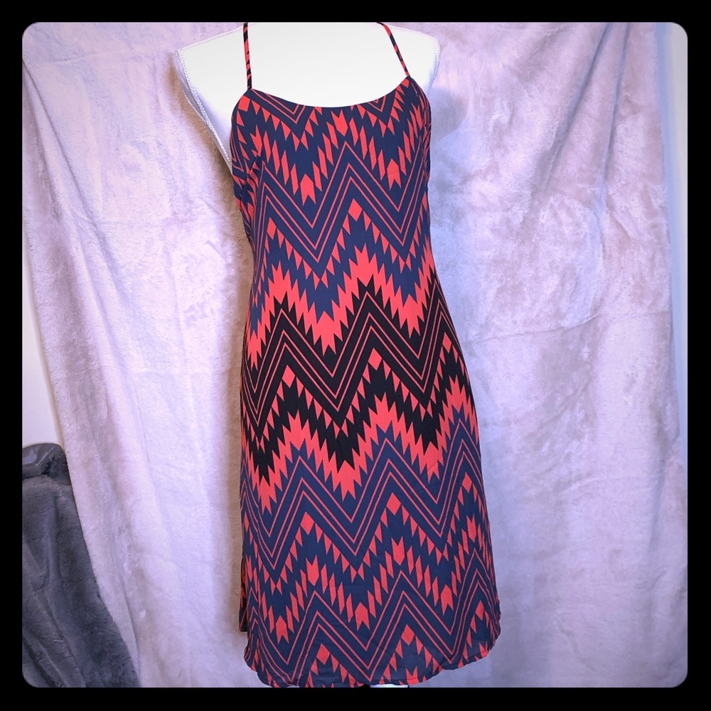 Lorna chevron midi dress with tie waist